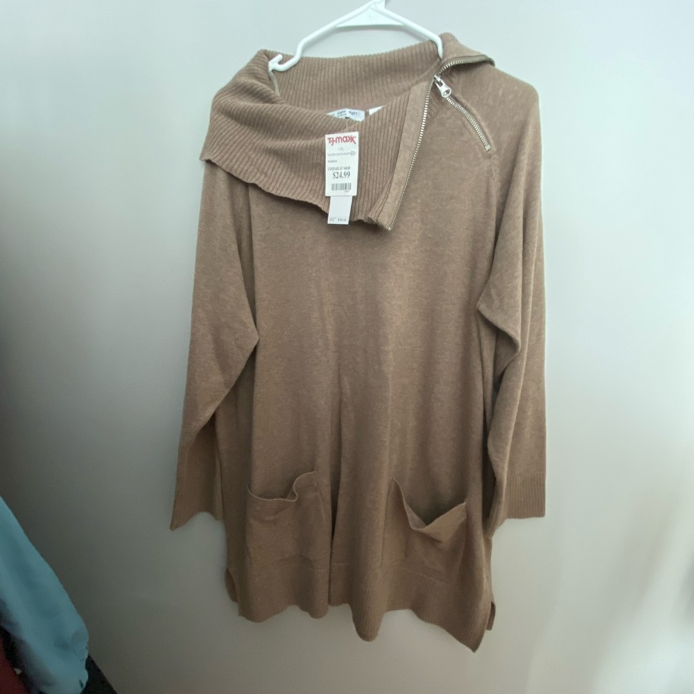 Cowl neck tunic sweater dress